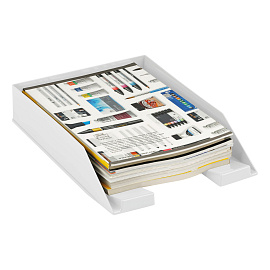 Лоток горизонтальный для бумаг Стамм Фаворит пластиковый белый фото Лоток горизонтальный для бумаг Стамм Фаворит пластиковый белый