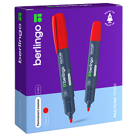 Маркер перманентный Berlingo "Multiline PE200" красный, пулевидный, 2мм