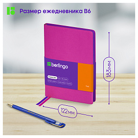 Ежедневник недатированный, В6, 136л., кожзам, Berlingo "Fuze", цветной срез, фуксия