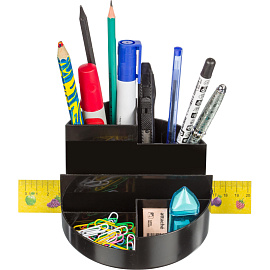 Подставка-органайзер для канцелярских принадлежностей Attache Профи 7 отделений черная 9x13x13 см