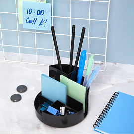 Подставка-органайзер для канцелярских принадлежностей Attache Профи 7 отделений черная 9x13x13 см