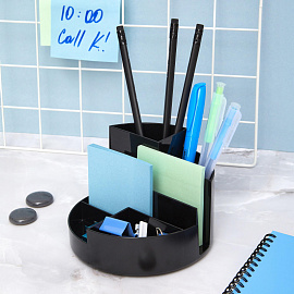 Подставка-органайзер для канцелярских принадлежностей Attache Профи 7 отделений черная 9x13x13 см