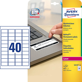 Этикетки самоклеящиеся Avery Zweckform для инвентаризации белые 45.7x25.4 мм (40 штук на листе, 20 листов, артикул производителя L6145-20) фото Этикетки самоклеящиеся Avery Zweckform для инвентаризации белые 45.7x25.4 мм (40 штук на листе, 20 листов, артикул производителя L6145-20)