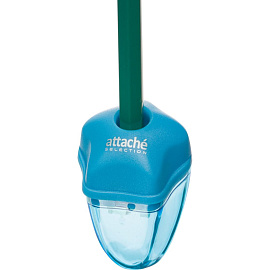 Точилка для карандашей Attache Selection пластиковая с контейнером голубая (1 отверстие)