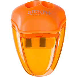 Точилка для карандашей Attache Selection пластиковая с контейнером оранжевая (2 отверстия)