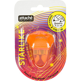 Точилка для карандашей Attache Selection пластиковая с контейнером оранжевая (2 отверстия)