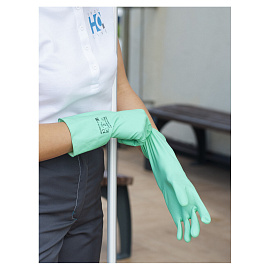 Перчатки КЩС латексные Hq Profiline с хлопковым напылением зеленые (размер 10, XL, 73589)
