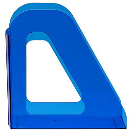 Лоток для бумаг вертикальный СТАММ "Фаворит", тонированный синий, ширина 90мм фото Лоток для бумаг вертикальный СТАММ "Фаворит", тонированный синий, ширина 90мм