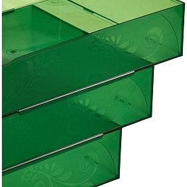 Лоток горизонтальный для бумаг Комус Русская серия пластиковый зеленый