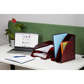 Лоток горизонтальный для бумаг Комус Русская серия пластиковый красный