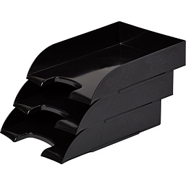 Лоток горизонтальный для бумаг Комус Русская серия пластиковый черный