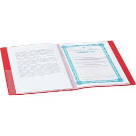 Папка файловая на 40 файлов Комус Шелк A4 25 мм красная (толщина обложки 0.7 мм)