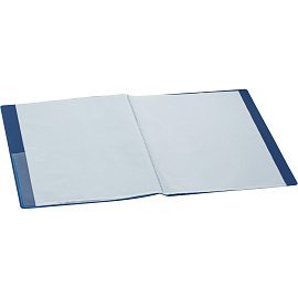 Папка файловая на 40 файлов Комус Шелк A4 25 мм синяя (толщина обложки 0.7 мм)