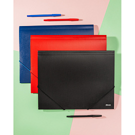 Папка на резинках Комус Шелк А4 15 мм пластиковая до 150 листов черная (толщина обложки 0.5 мм)