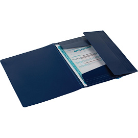 Папка на резинках Комус Шелк А4 15 мм пластиковая до 200 листов синяя (толщина обложки 0.5 мм)