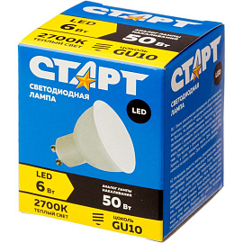 Лампа светодиодная Старт MR 6Вт GU10 2700К 480Лм 240В LED JCDR GU10 6W27