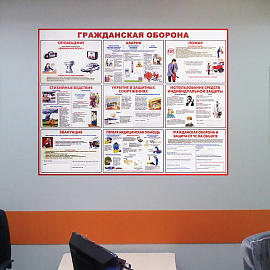 Доска-стенд информационная "Гражданская оборона" (910х700 мм), пластик