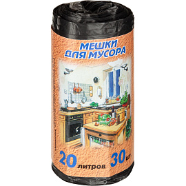 Мешки для мусора Концепция быта 20 л черные (ПНД 10 мкм, 30 штук)