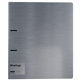Папка на 2 кольцах Berlingo "Steel&Style", 35мм, 2000мкм, D-кольца, пластик (полифом), серебристый металлик