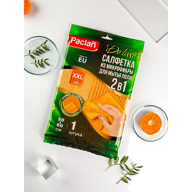 Тряпка для пола Paclan 50x60 см микрофибра 300 г/кв.м жёлтая фото Тряпка для пола Paclan 50x60 см микрофибра 300 г/кв.м жёлтая