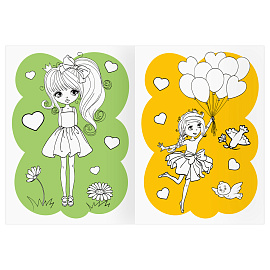 Раскраска с цв. фоном А4, 16 стр., ТРИ СОВЫ "Подружки