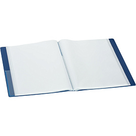 Папка файловая на 80 файлов Комус Шелк A4 35 мм синяя (толщина обложки 0.9 мм)