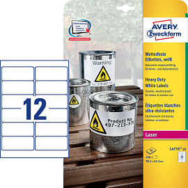 Этикетки самоклеящиеся всепогодные Avery Zweckform (L4776-20) 99,1х42,3 мм 12 штук на листе белые (20 листов в упаковке) фото Этикетки самоклеящиеся всепогодные Avery Zweckform (L4776-20) 99,1х42,3 мм 12 штук на листе белые (20 листов в упаковке)