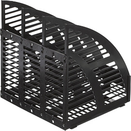 Лоток вертикальный для бумаг 240 мм Attache пластиковый черный скругленный 3 отделения