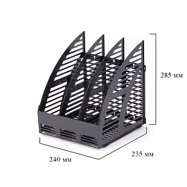 Лоток вертикальный для бумаг 240 мм Attache пластиковый черный скругленный 3 отделения