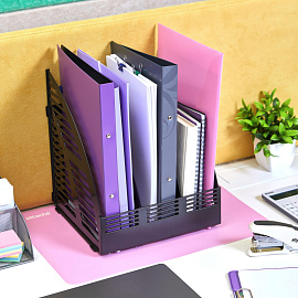 Лоток вертикальный для бумаг 240 мм Attache пластиковый черный скругленный 3 отделения