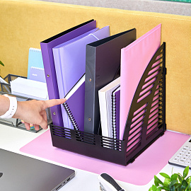 Лоток вертикальный для бумаг 240 мм Attache пластиковый черный скругленный 3 отделения