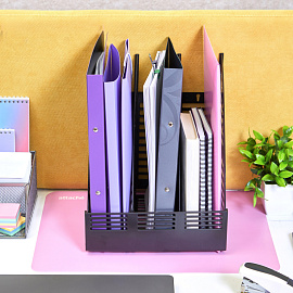 Лоток вертикальный для бумаг 240 мм Attache пластиковый черный скругленный 3 отделения