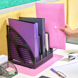 Лоток вертикальный для бумаг 240 мм Attache пластиковый черный скругленный 3 отделения