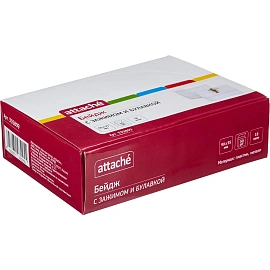 Бейдж Attache (Attache Economy) горизонтальный 90х55 мм белый булавка/зажим мягкий (50 штук в упаковке, размер вкладыша: 87x55)