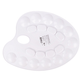 Палитра для рисования ПИФАГОР белая, пластиковая, овальная, 20 ячеек, 227808 фото Палитра для рисования ПИФАГОР белая, пластиковая, овальная, 20 ячеек, 227808