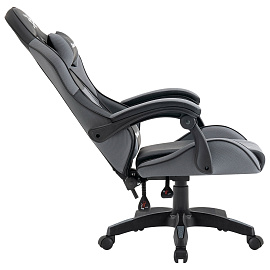 Кресло компьютерное DEFENDER "Strider", 2 подушки, ткань/экокожа, черное/серое, 64056