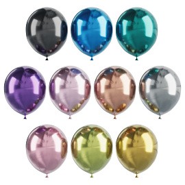 Воздушные шары, 50шт., М12/30см, MESHU, хром, ассорти