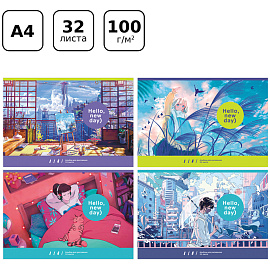 Альбом для рисования 32л., А4, на скрепке BG "Hello. New day!