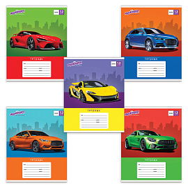 Тетрадь 12 л. ЮНЛАНДИЯ линия, обложка картон, "АВТО-КЛАСС", 105634