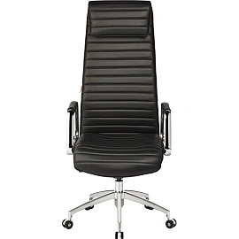 Кресло для руководителя Easy Chair EChair-528 ML чёрное (натуральная кожа с компаньоном, алюминий)