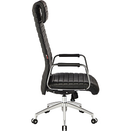 Кресло для руководителя Easy Chair EChair-528 ML чёрное (натуральная кожа с компаньоном, алюминий)