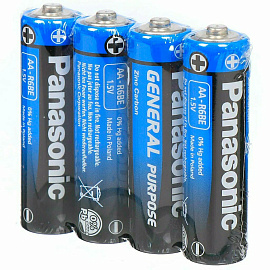 Батарейки КОМПЛЕКТ 4 шт., PANASONIC AA R6 (316), солевые, пальчиковые, в пленке, 1,5 В фото Батарейки КОМПЛЕКТ 4 шт., PANASONIC AA R6 (316), солевые, пальчиковые, в пленке, 1,5 В