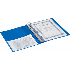 Папка на 4-х кольцах Attache 42 синяя до 250 листов (пластик 0.7 мм)