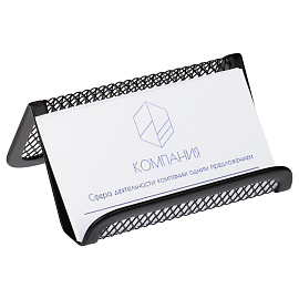 Подставка для визиток настольная СТАММ, 4,5*9*7 см, металлическая, черная