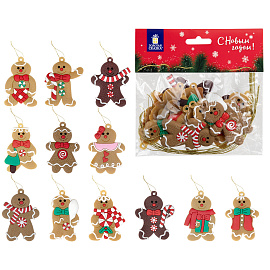 Украшение ёлочное "Пряничные человечки", 12 шт., 7 см, ЗОЛОТАЯ СКАЗКА, 592146
