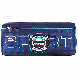 Пенал мягкий ЮНЛАНДИЯ, 2 отделения, полиэстер, "Super", синий, 21х6х9 см, 270277