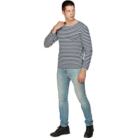 Тельняшка летняя длинный рукав в темно-синюю полосу (размер 44)