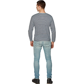 Тельняшка летняя длинный рукав в темно-синюю полосу (размер 52)