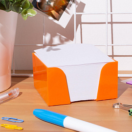 Блок для записей 90x90x50 мм в оранжевом боксе белый Attache Fantasy (плотность 80 г/кв.м)