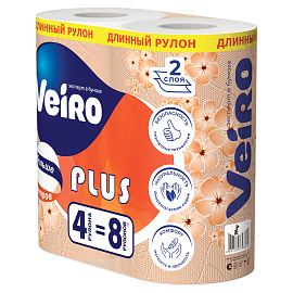 Бумага туалетная Veiro 2-слойная белая (4 рулона в упаковке)